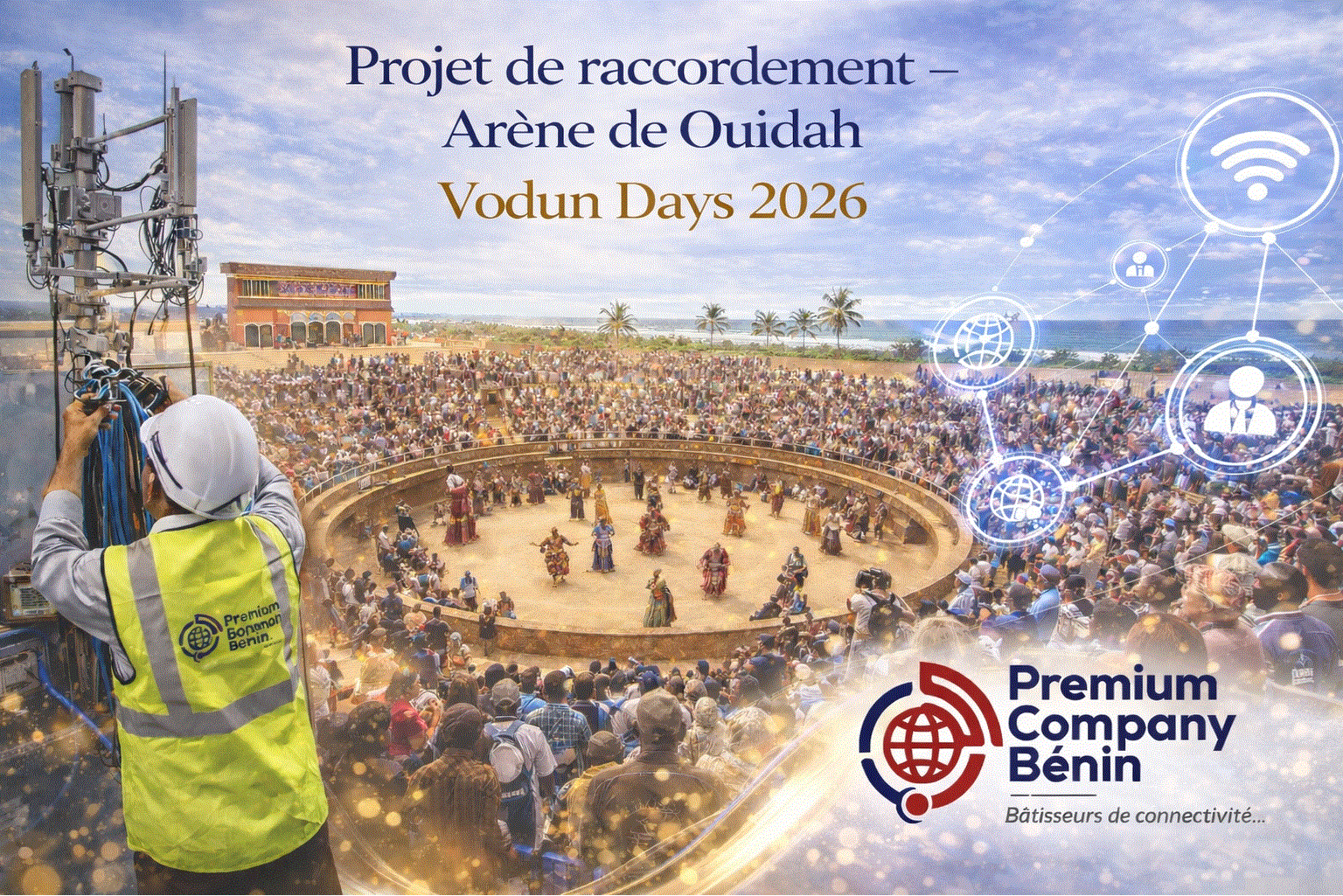Projet de raccordement du site de diffusion de la SRTB de l'arene de ouidah pour les Vodou dayS 2026